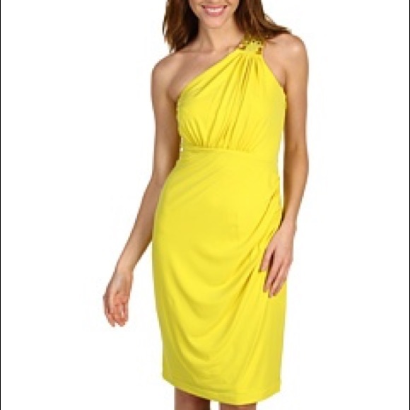 Jeweled one shoulder Calvin Klein dress - Picture 3 of 6